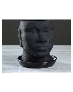Кашпо Голова африканки шёлк 1 4 л чёрный Керамика ручной работы