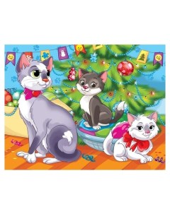 Алмазная мозаика 17 22 см с подрамником с полным заполнением 18 цв Предновогодняя шалость Рыжий кот (red cat toys)