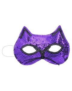 Карнавальная маска Кошечка с пайетками цвет фиолетовый Nnb