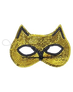 Карнавальная маска Кошечка с пайетками цвет золотой Nnb