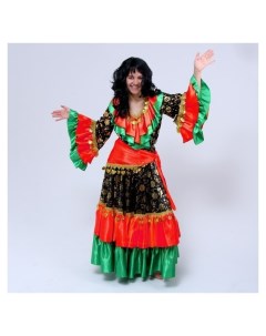 Русский костюм женский цыганка красно зеленая блузка юбка косынка парик р р52 54 рост170 Страна карнавалия