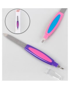 Пилка триммер металлическая для ногтей прорезиненная ручка 14 см Queen fair