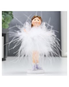 Сувенир полистоун Ангел малышка с косами в белой юбочке пух 10х3х5 см Nnb
