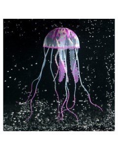 Декор для аквариума медуза силиконовая с неоновым эффектом 5 х 5 х 15 см фиолетовая Nnb