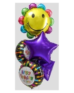 Букет из шаров С днем рождения ромашка фольга набор из 5 шт Nnb