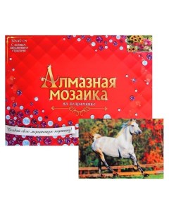 Алмазная мозаика с полным заполнением 30 40 см Скачущая лошадь Рыжий кот (red cat toys)