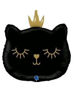 Шар фольгированный 26 Котёнок принцесса фигура цвет чёрный Кнр