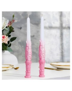 Набор свадебных свечей Два ангела родительская пара 27 5х3 см бело розовый Nnb
