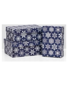 Набор коробок 3 в 1 Снегопад на синем 23 х 16 х 9 5 19 х 12 х 6 5 см Nnb