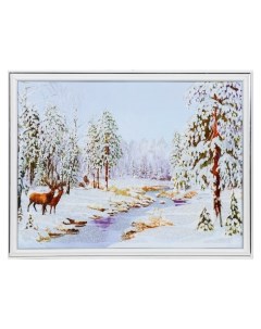 Картина Олени в зимнем лесу 33х43 см Nnb