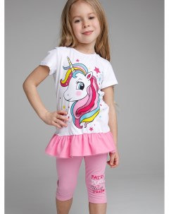 Комплект трикотажный для девочек фуфайка футболка бриджи Playtoday kids