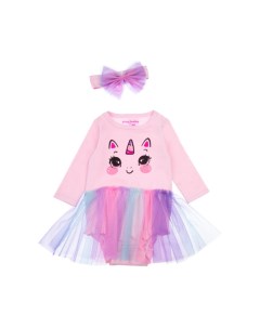 Комплект детский трикотажный для девочки платье боди повязка Unicorn 12329010 Playtoday