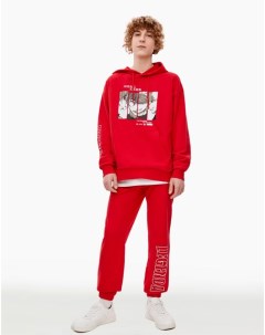 Красные спортивные брюки Comfort с надписью Legenda для мальчика Gloria jeans