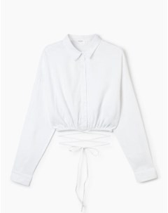 Белая укороченная рубашка Loose с завязками Gloria jeans