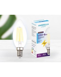 Филаментная светодиодная лампа E14 6W 4200К белый C37 F Filament Ambrella light