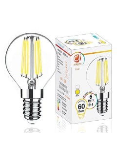 Филаментная светодиодная лампа E14 6W 3000К теплый G45 F Filament Ambrella light