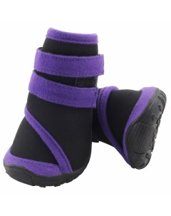 Ботинки для собак черные с фиолетовым размер S 55х50х65 мм 4 шт Триол