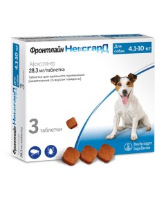 НЕКСГАРД Жевательные таблетки от блох и клещей для собак 4 1 10 кг 1 таблетка 28 мг Фронтлайн