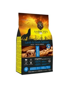 Корм для собак Grain Free беззерновой для всех пород с ягненком и свежим лососем 2кг Ambrosia