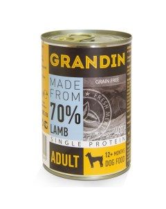 Adult Влажный корм консервы для взрослых собак всех пород с ягненком и льняным маслом 400 гр Grandin