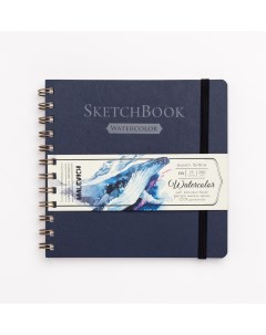 Скетчбук для акварели "White Swan" Fin 16х16 см 25 л 200 г, синий Малевичъ