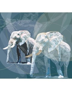 Постер 410х445 высокие вибрации слоны серебро 9502 Лакарт дизайн