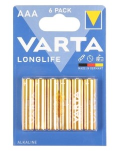 Батарейка алкалиновая Longlife AAA набор 6 шт Varta