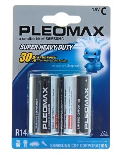 Батарейка солевая Super Heavy Duty С R14 2bl 1 5в блистер 2 шт Pleomax
