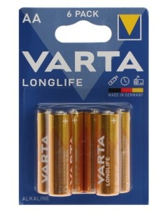 Батарейка алкалиновая Longlife AA набор 6 шт Varta