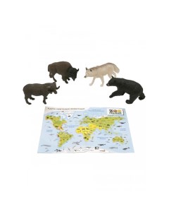 Игровой набор Животные с картой обитания 4 шт 200664521 Zooграфия