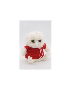 Мягкая игрушка Сова Лия светлая в красной флисовой толстовке 24 см Unaky soft toy