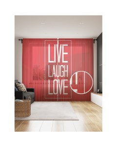 Фототюль Live Laugh Love 2 полотна со шторной лентой 50 крючков 145x265 см Joyarty