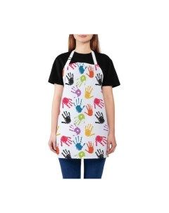 Фартук кухонный Цветные отпечатки рук универсальный размер для женщин и мужчин 65x65 см Joyarty