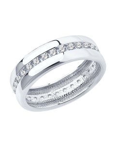 Обручальное кольцо из серебра с фианитами Sokolov