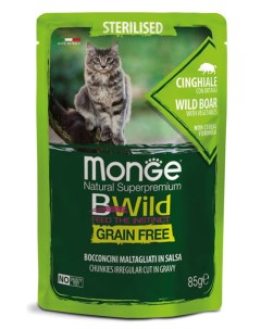 Влажный корм для кошек Bwild Grain free из мяса дикого кабана с овощами для стерилизованных пауч 0 0 Monge