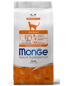 Сухой корм для кошек Cat Monoprotein Sterilised для стерилизованных с уткой 10 кг Monge