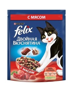 Двойная Вкуснятина сухой корм для кошек с мясом 300 г Felix