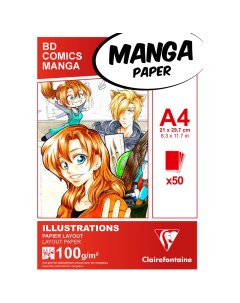 Скетчбук склейка для маркеров Manga Illustrations А4 50 л 100 г Clairefontaine
