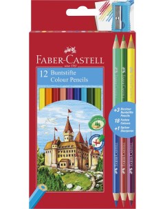 Набор карандашей цветных Faber castell Замок 12 цв 3 двухцв кар точилка в картоне Faber–сastell