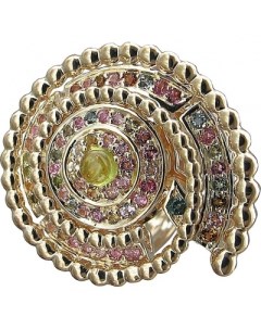 Кольцо с 78 турмалинами из жёлтого золота Эстет