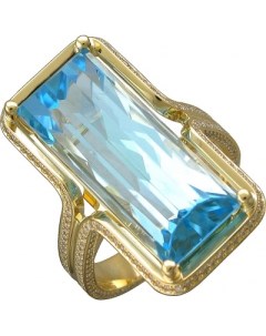 Кольцо с топазом и бриллиантами из жёлтого золота 750 пробы Эстет