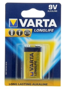 Батарейка алкалиновая Longlife 9V блистер 1 шт Varta