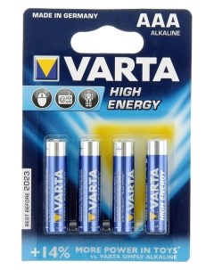 Батарейка алкалиновая High Energy AAA набор 4 шт Varta