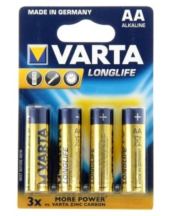 Батарейка алкалиновая Longlife AA набор 4 шт Varta