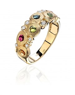 Кольцо с турмалинами и бриллиантами из жёлтого золота Эстет