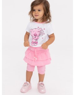 Комплект детский трикотажный для девочек фуфайка футболка юбка шорты Playtoday baby