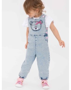 Полукомбинезон детский текстильный джинсовый для девочек Playtoday baby