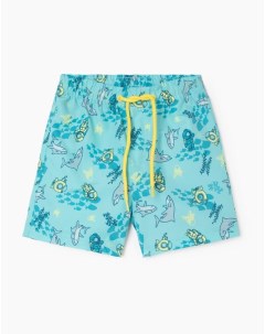 Голубые плавательные шорты с принтом для мальчика Gloria jeans