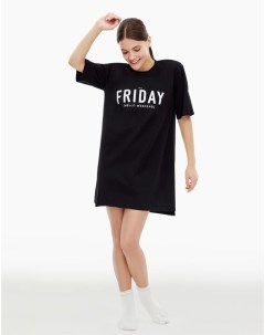 Чёрная ночная сорочка с принтом Friday Gloria jeans