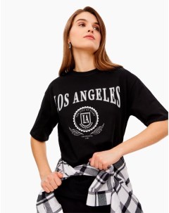 Чёрная футболка oversize с принтом Los Angeles Gloria jeans